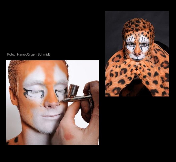 Bodypainting mit Marcell Jansen als Leopard