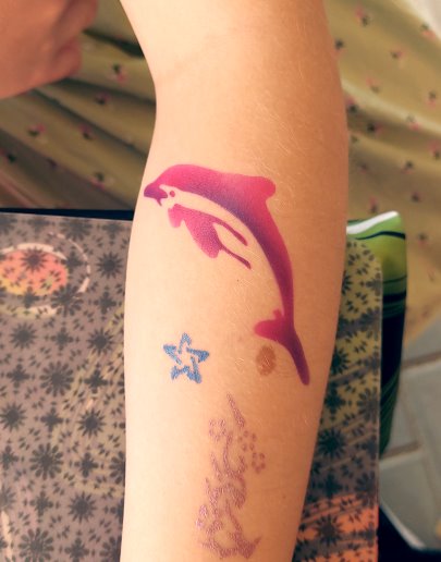 Airbrush Tattoo Delfin rot