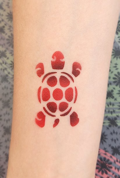 Airbrush Tattoo Schildkröte rot